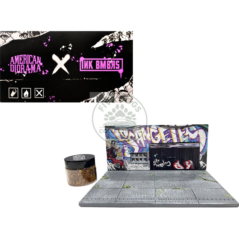 "american diorama x ink bmbrs la graffiti" street art diorama for 1/64 scale models by american diorama