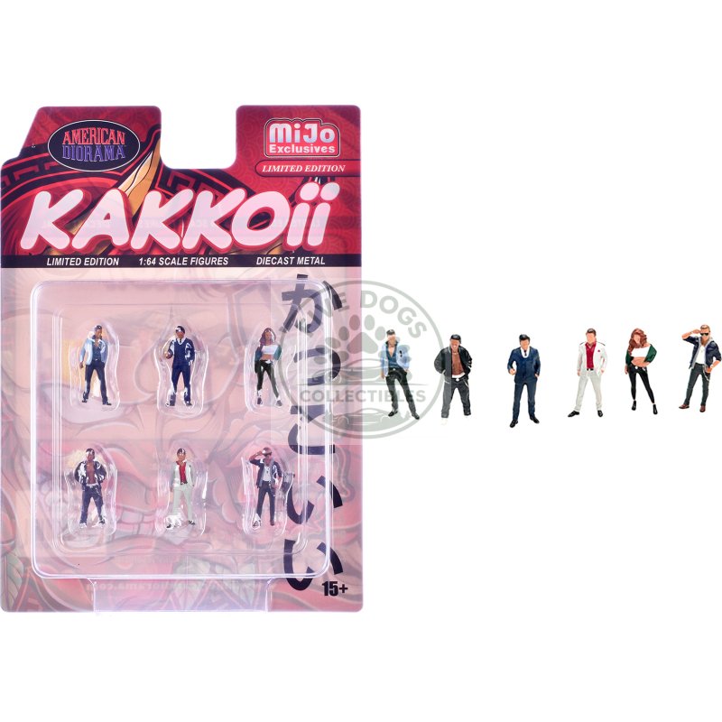 "kakkoii" 6 piece diecast figures set 1/64 scale models by american diorama