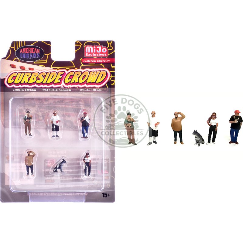 "curbside crowd" 6 piece diecast figure set (6 figures) limited edition for 1/64 scale models by american diorama