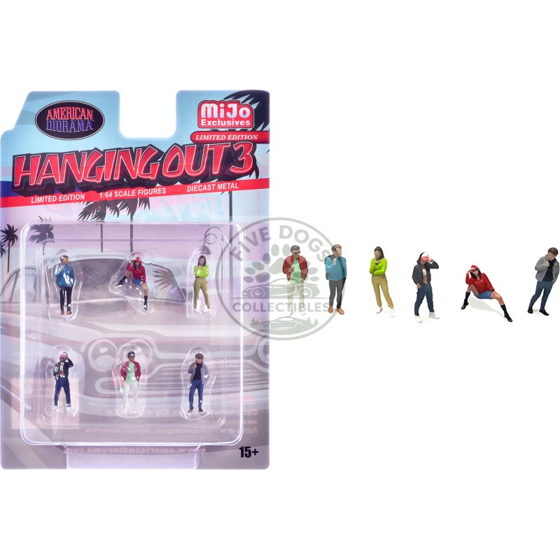 "hanging out #3" 6 piece diecast figure set (6 figures) limited edition for 1/64 scale models by american diorama