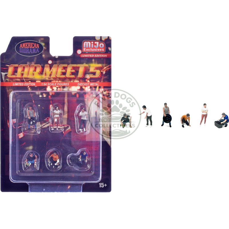 "car meet 5" 6 piece diecast figure set limited edition for 1/64 scale models by american diorama