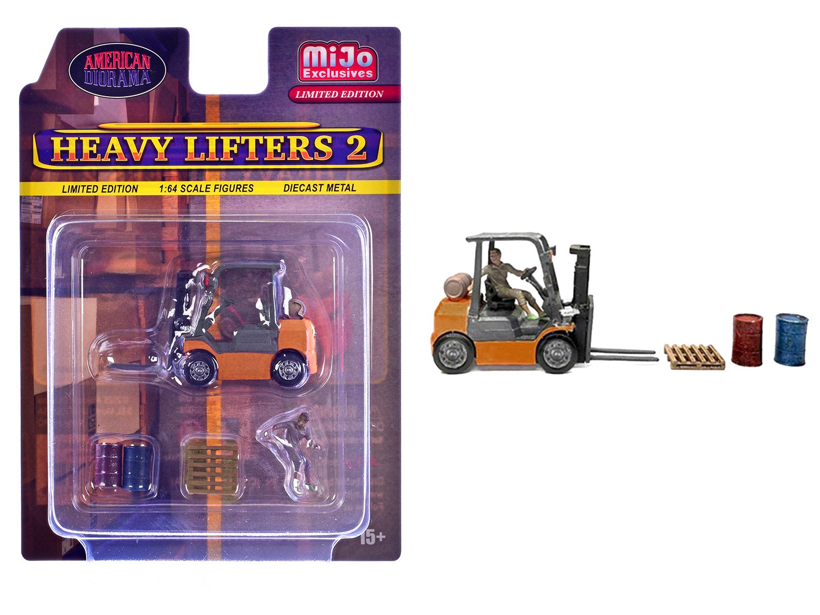 "heavy lifters 2" 4 piece diecast set limited edition for 1/64 scale models by american diorama "heavy lifters 2" 4 piece diecast set limited edition for 1/64 scale models by american diorama