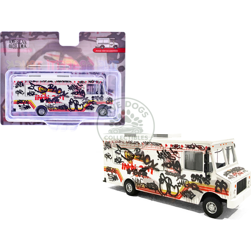 food truck "the graffiti truck" white with graphics 1/64 diecast model by american diorama