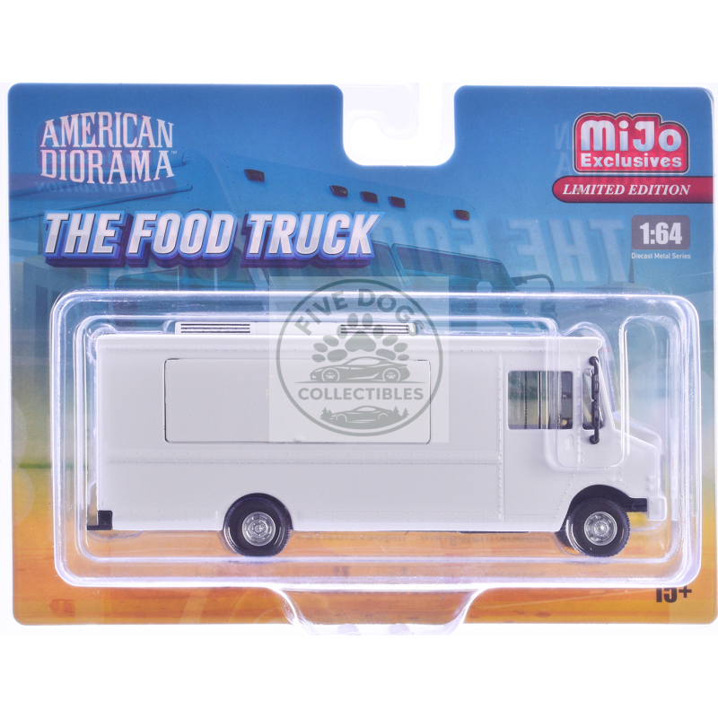 food truck plain white with graphics 1/64 diecast model by american diorama