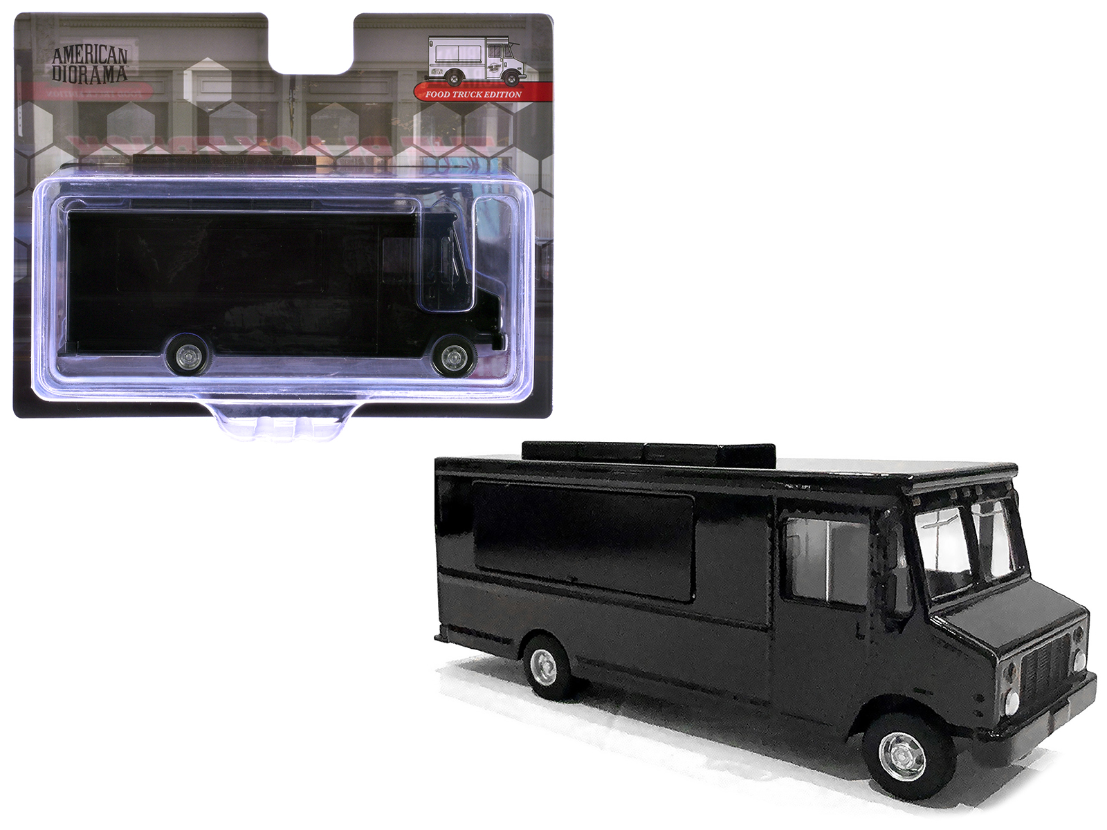 food truck plain black 1/64 diecast model by american diorama food truck plain black 1/64 diecast model by american diorama