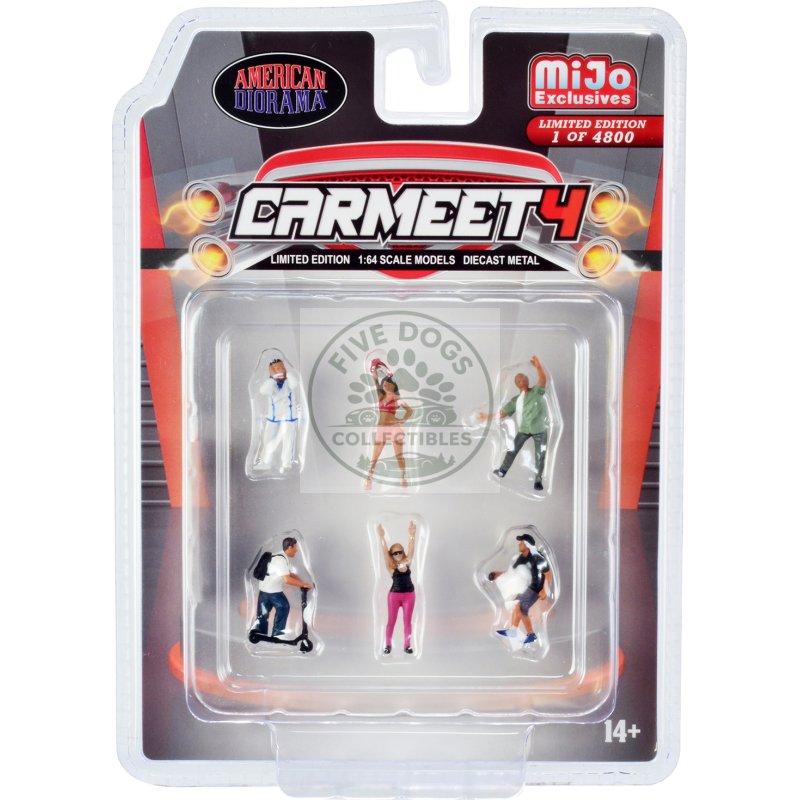 "car meet 4" 6 piece diecast figure set for 1/64 scale models by american diorama