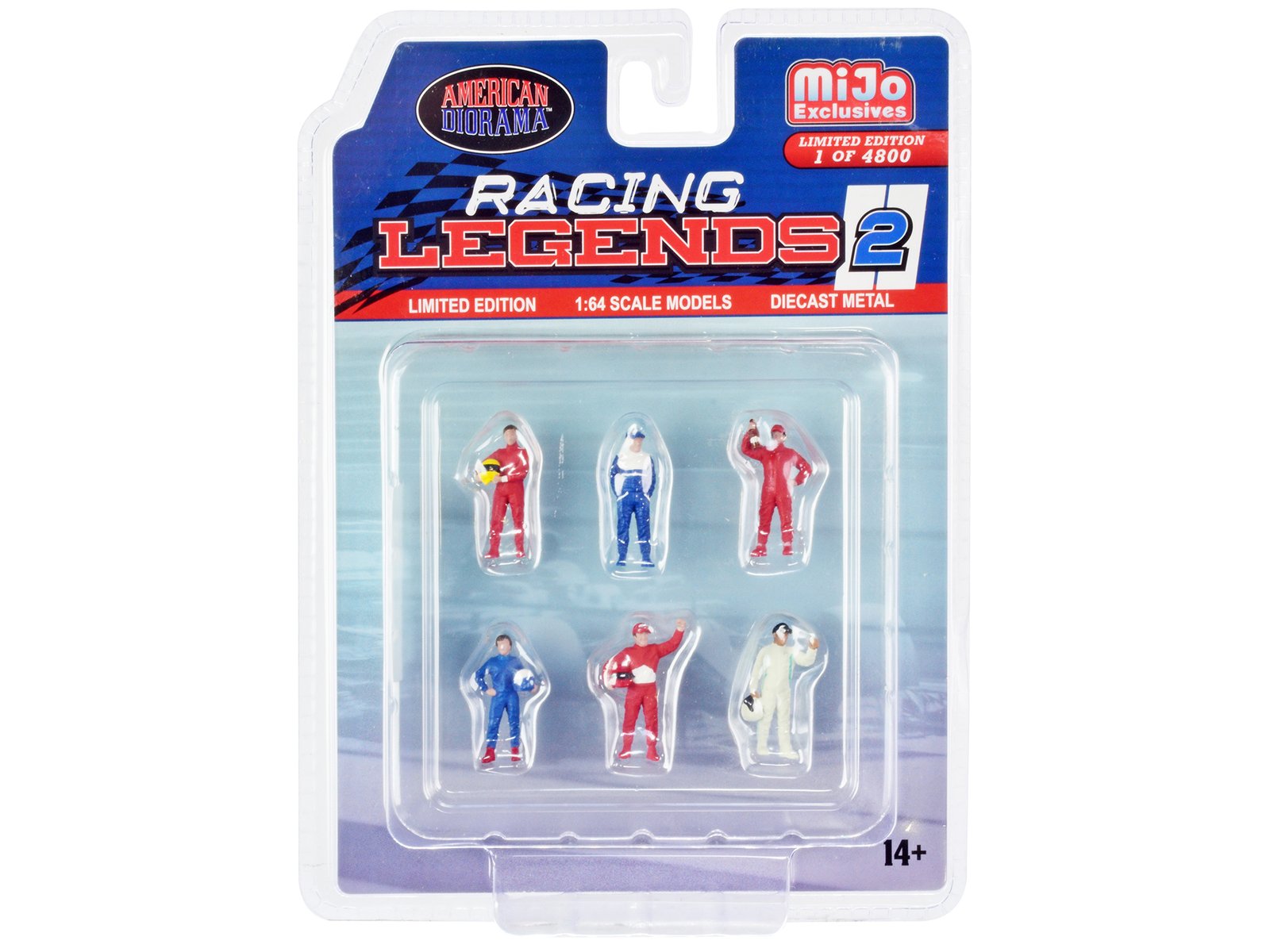 "racing legends 2" 6 piece diecast set (6 driver figures) limited edition to 4800 pieces worldwide for 1/64 scale models by american diorama "racing legends 2" 6 piece diecast set (6 driver figures) limited edition to 4800 pieces worldwide for 1/64 scale models by american diorama