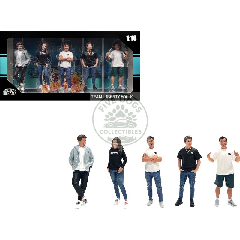 "team liberty walk" 5 piece figure set for 1/18 scale models by american diorama