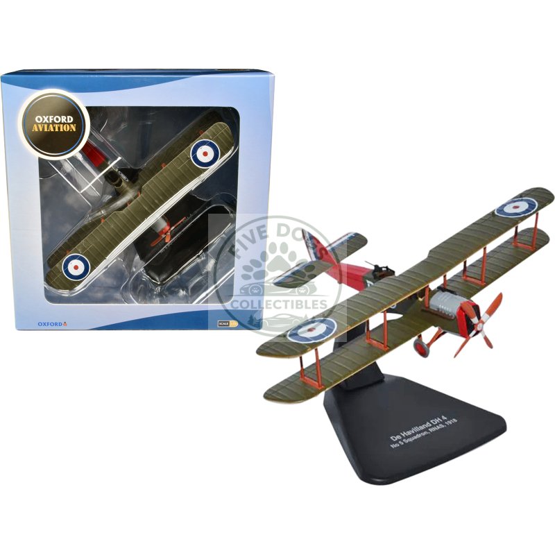 de havilland dh4 bomber plane "5 squadron royal naval air service" (1918) "oxford aviation" series 1/72 diecast model airplane by oxford diecast