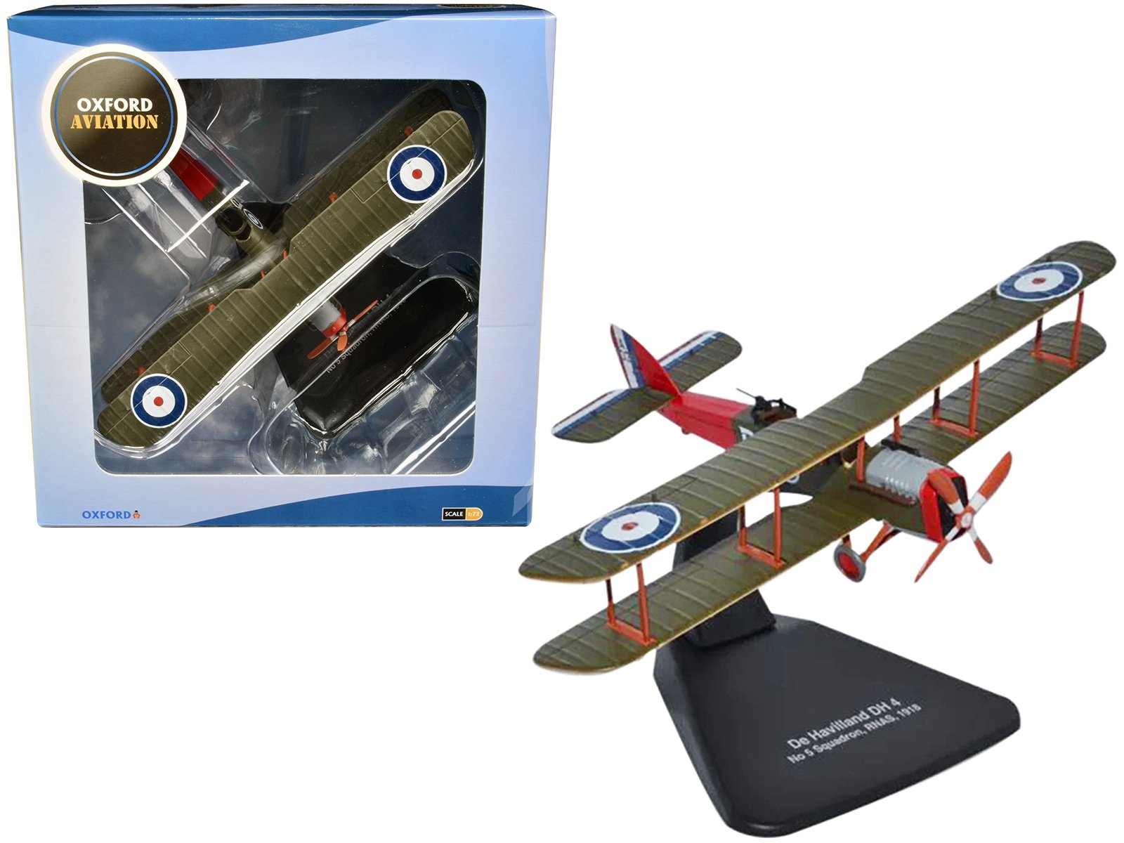 de havilland dh4 bomber plane "5 squadron royal naval air service" (1918) "oxford aviation" series 1/72 diecast model airplane by oxford diecast de havilland dh4 bomber plane "5 squadron royal naval air service" (1918) "oxford aviation" series 1/72 diecast model airplane by oxford diecast