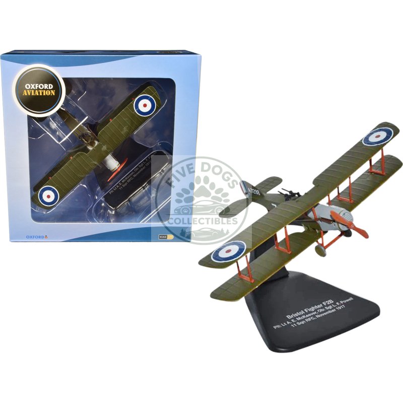 bristol f2b fighter plane "plt: lt a.e. mckeever ob: sgt l.f. powell" 11 squadron rfc (november 1917) "oxford aviation" series 1/72 diecast model airplane by oxford diecast