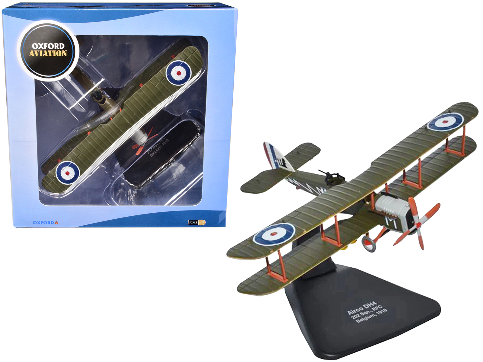 airco dh4 bomber plane "202 squadron rfc" (1918) "oxford aviation" series 1/72 diecast model airplane by oxford diecast airco dh4 bomber plane "202 squadron rfc" (1918) "oxford aviation" series 1/72 diecast model airplane by oxford diecast