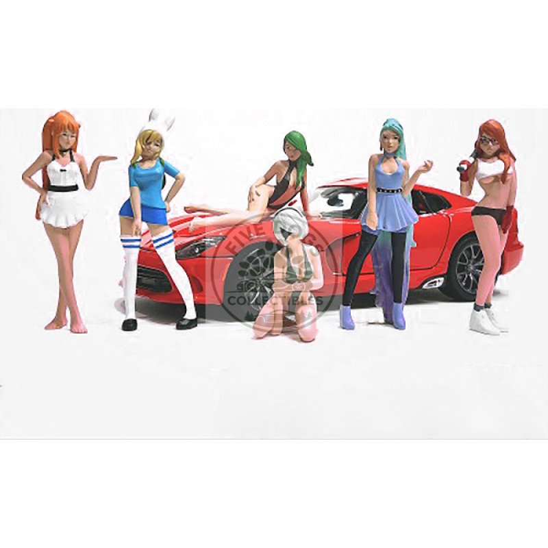 "cosplay girls" 6 piece figure set for 1/24 scale models by american diorama