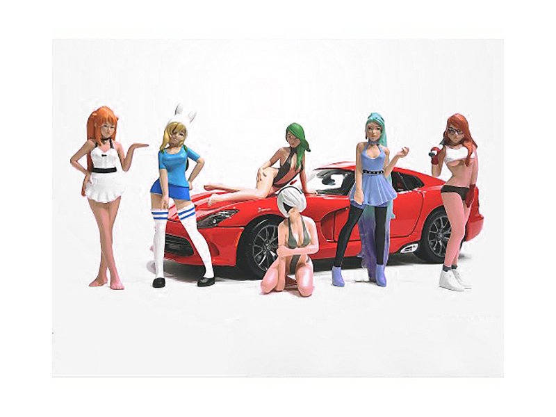 "cosplay girls" 6 piece figure set for 1/18 scale models by american diorama "cosplay girls" 6 piece figure set for 1/18 scale models by american diorama