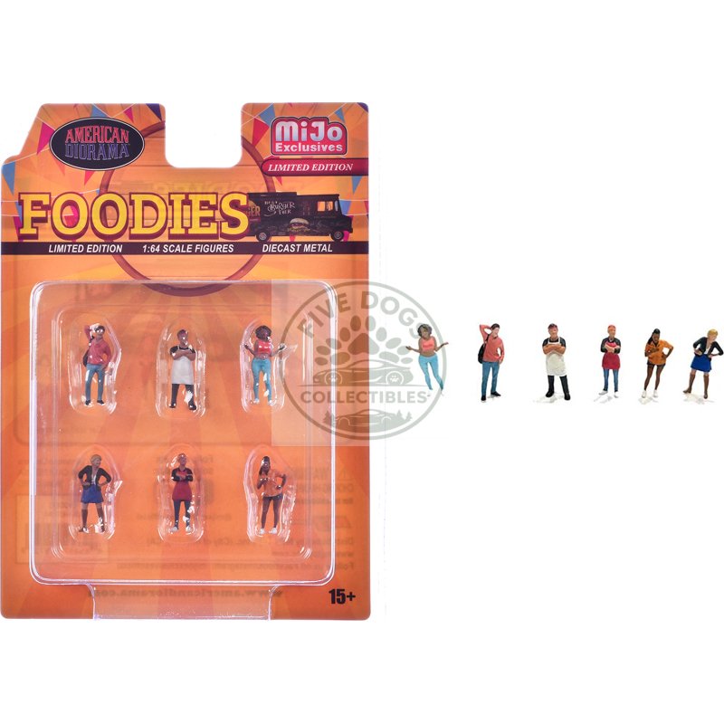 "foodies" 6 piece diecast figure set (6 figures) limited edition for 1/64 scale models by american diorama