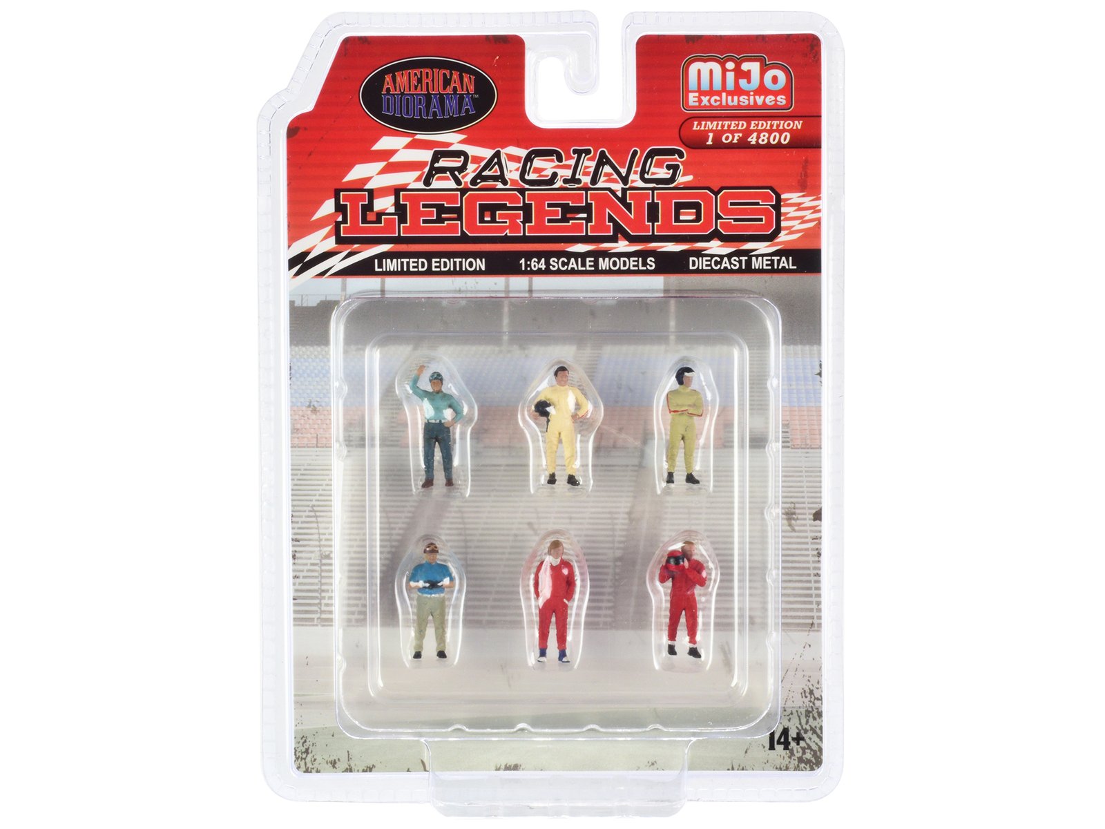 "racing legends" 6 piece diecast set (6 driver figures) limited edition to 4800 pieces worldwide 1/64 scale models by american diorama "racing legends" 6 piece diecast set (6 driver figures) limited edition to 4800 pieces worldwide 1/64 scale models by american diorama