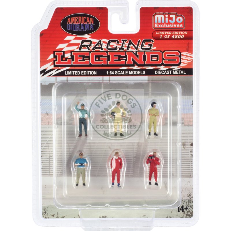 "racing legends" 6 piece diecast set (6 driver figures) limited edition to 4800 pieces worldwide 1/64 scale models by american diorama
