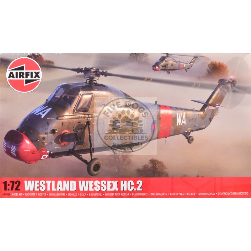level 2 model kit westland wessex hc.2 helicopter with 3 scheme options 1/72 plastic model kit by airfix