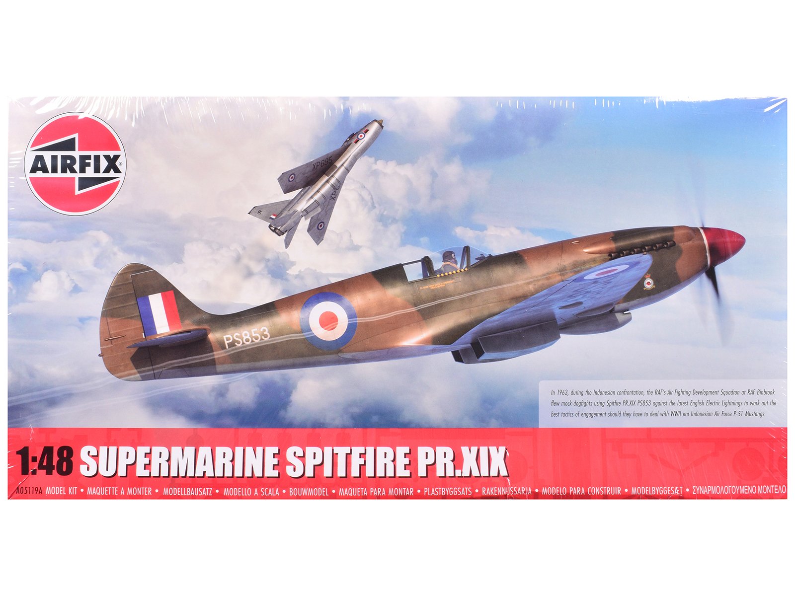 level 2 model kit supermarine spitfire pr.xix fighter aircraft with 3 scheme options 1/48 plastic model kit by airfix level 2 model kit supermarine spitfire pr.xix fighter aircraft with 3 scheme options 1/48 plastic model kit by airfix