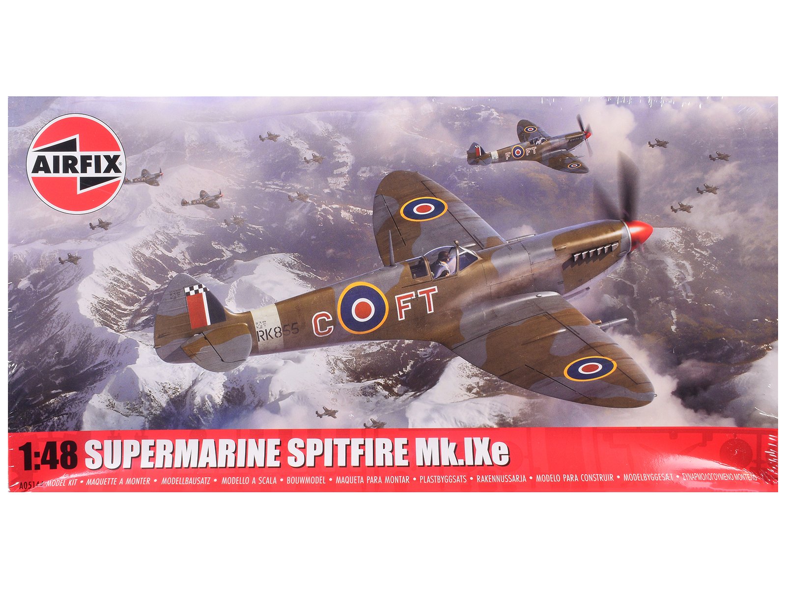 level 2 model kit supermarine spitfire mk.ixe fighter aircraft with 3 scheme options 1/48 plastic model kit by airfix level 2 model kit supermarine spitfire mk.ixe fighter aircraft with 3 scheme options 1/48 plastic model kit by airfix