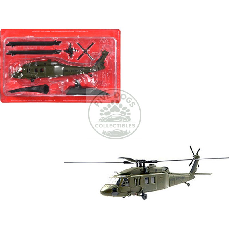 sikorsky uh 60a black hawk helicopter "united states army" olive drab 1/72 diecast model by altaya