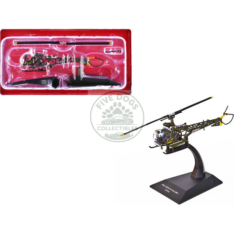 bell oh 13g sioux helicopter "4077th mobile army surgical hospital (mash)" united states army 1/72 diecast model by altaya