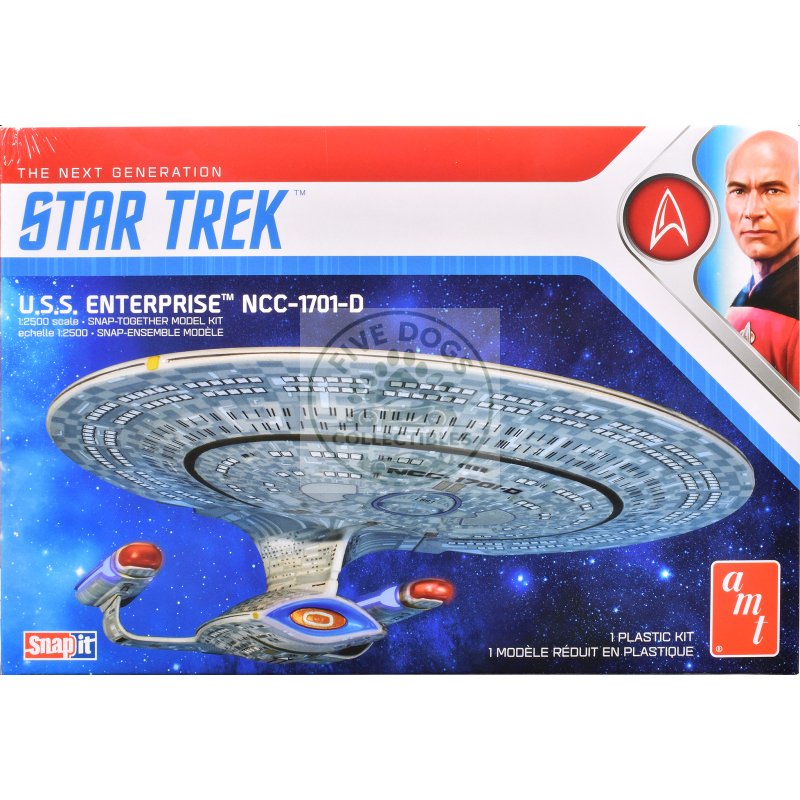 skill 2 model kit u.s.s. enterprise ncc 1701 d space ship "star trek: the next generation" (1987) tv series 1/2500 scale model by amt