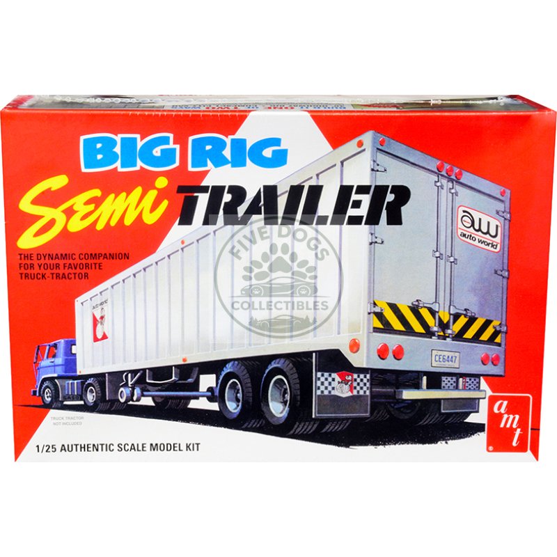 skill 3 model kit big rig semi trailer with 2 pallets 2 in 1 kit 1/25 scale model by amt