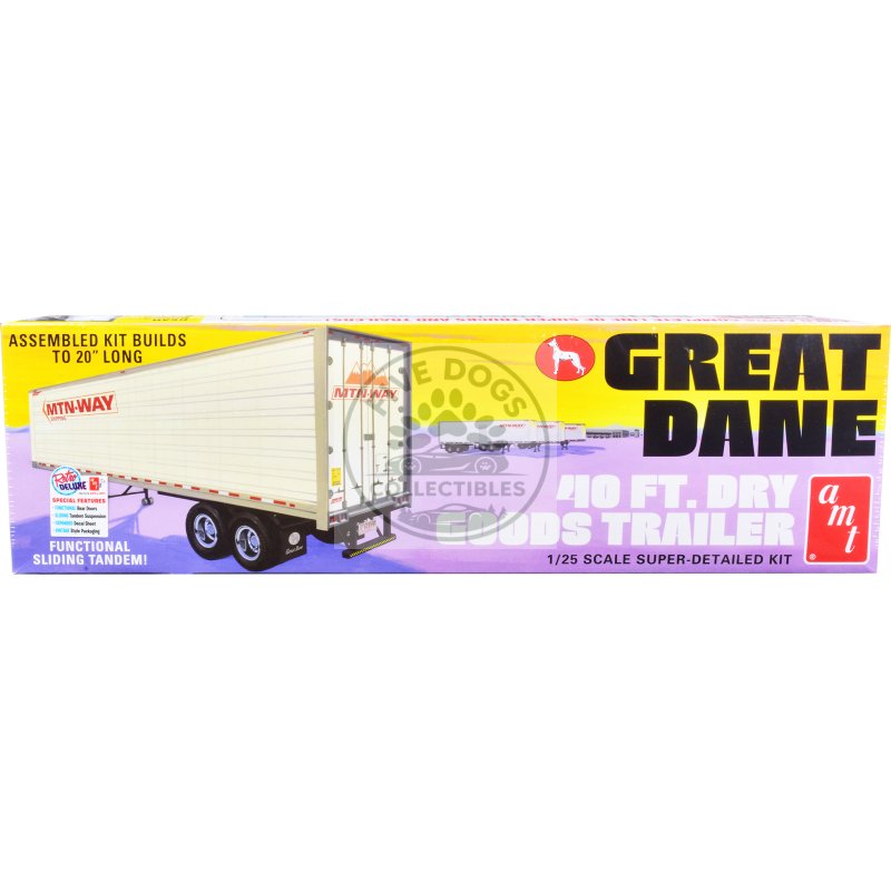 skill 3 model kit great dane 40 ft. dry goods trailer 1/25 scale model by amt