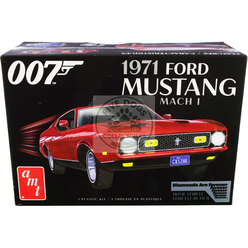 skill 2 model kit 1971 ford mustang mach 1 (james bond 007) "diamonds are forever" (1971) movie 1/25 scale model by amt