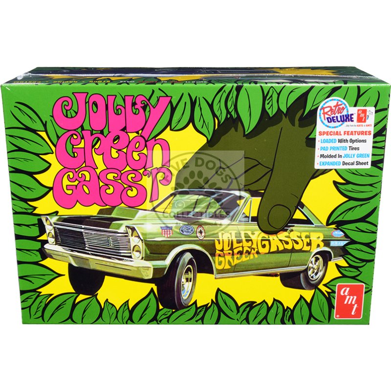 skill 2 model kit 1965 ford galaxie "jolly green gasser" 3 in 1 kit 1/25 scale model by amt