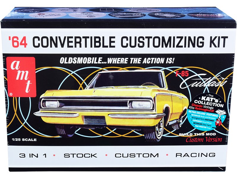 skill 2 model kit 1964 oldsmobile cutlass f 85 convertible 3 in 1 kit 1/25 scale model by amt skill 2 model kit 1964 oldsmobile cutlass f 85 convertible 3 in 1 kit 1/25 scale model by amt