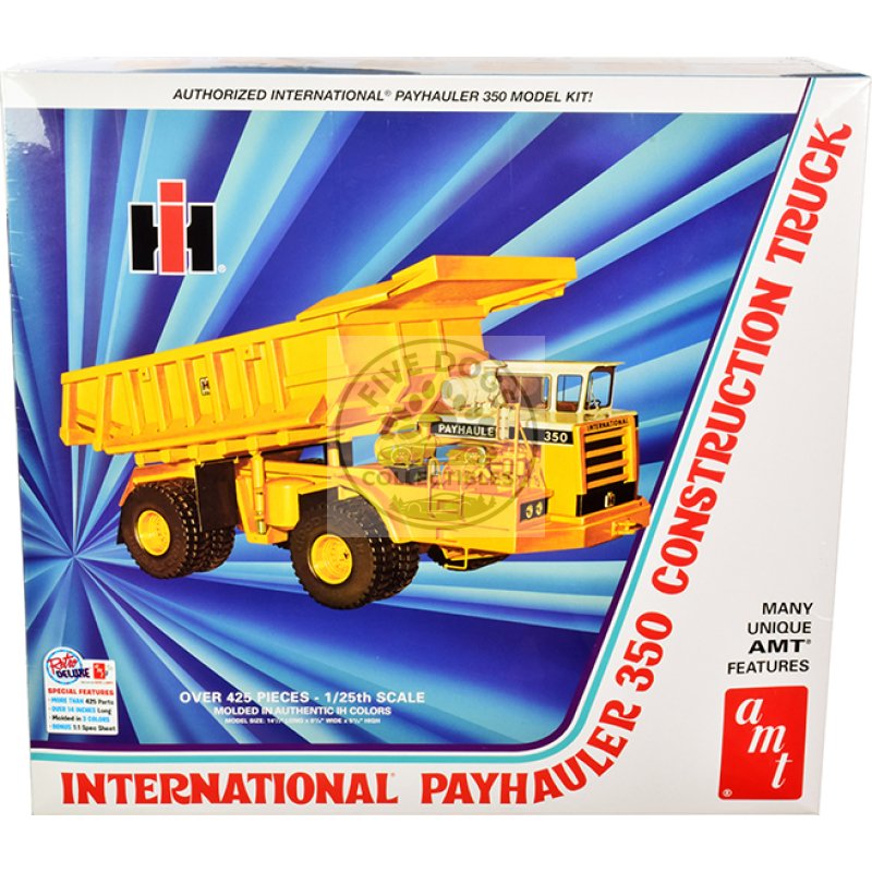 skill 3 model kit international payhauler 350 construction dump truck 1/25 scale model by amt