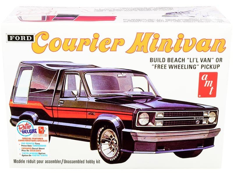 Vintage Ford Courier Minivan collectible model kit for building or free wheeling play. Skill 2 Model Kit 1978 Ford Courier Minivan 2-in-1 Kit 1/25 Scale Model by AMT - Image 2