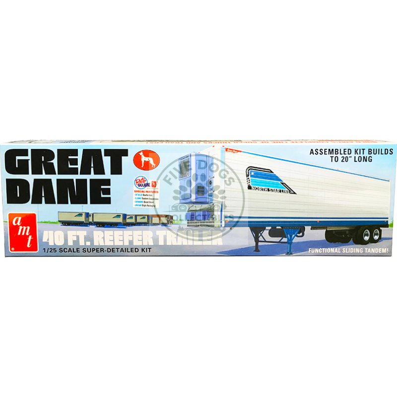 skill 3 model kit great dane 40 ft. reefer refrigerated trailer 1/25 scale model by amt