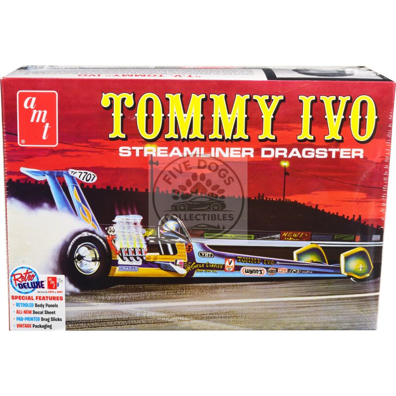 skill 2 model kit tommy ivo streamliner dragster 1/25 scale model by amt