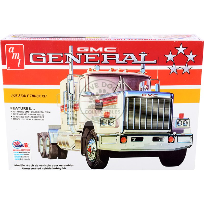 skill 3 model kit gmc general truck tractor 1/25 scale model by amt
