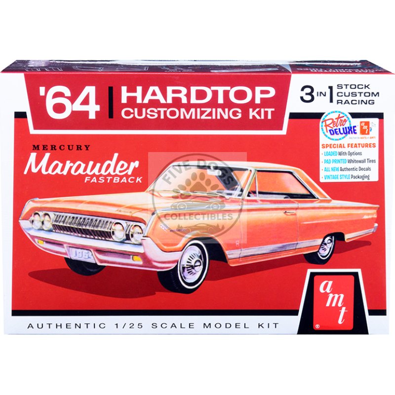 skill 2 model kit 1964 mercury marauder fastback 3 in 1 kit 1/25 scale model by amt