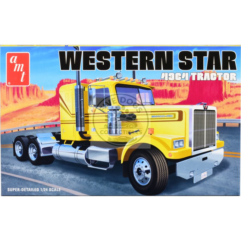 skill 3 model kit western star 4964 truck tractor 1/24 scale model by amt
