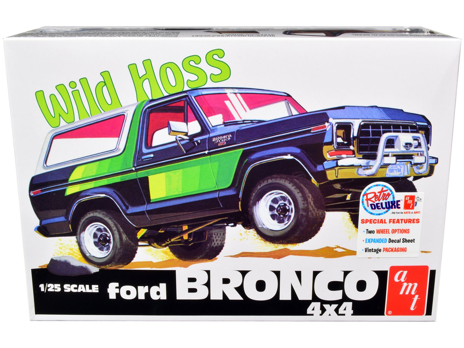 skill 2 model kit ford bronco 4x4 "wild hoss" 1/25 scale model by amt skill 2 model kit ford bronco 4x4 "wild hoss" 1/25 scale model by amt