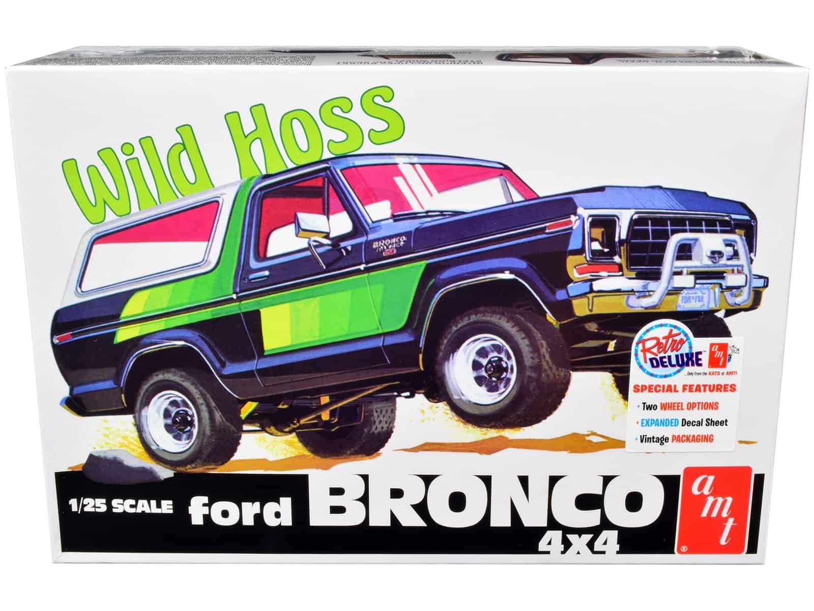 Ford Bronco Wild Hoss 1/25 Scale Model Kit Vintage Ford Bronco Wild Hoss 4x4 diecast model, detailed collectible toy for car enthusiasts.