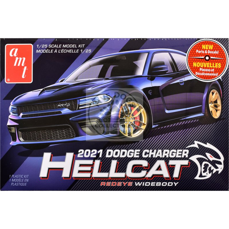 skill 2 model kit 2021 dodge charger hellcat redeye widebody 1/25 scale model by amt