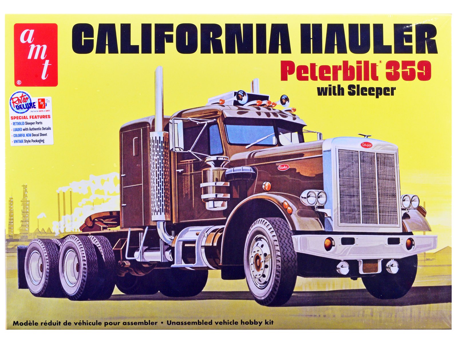 skill 3 model kit peterbilt 359 california hauler with sleeper cab 1/25 scale model by amt skill 3 model kit peterbilt 359 california hauler with sleeper cab 1/25 scale model by amt