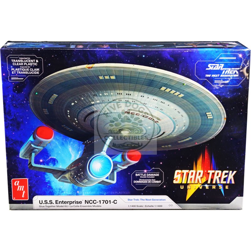 skill 2 model kit u.s.s. enterprise ncc 1701 c space ship "star trek: the next generation" (1987) tv series 1/1400 scale model by amt