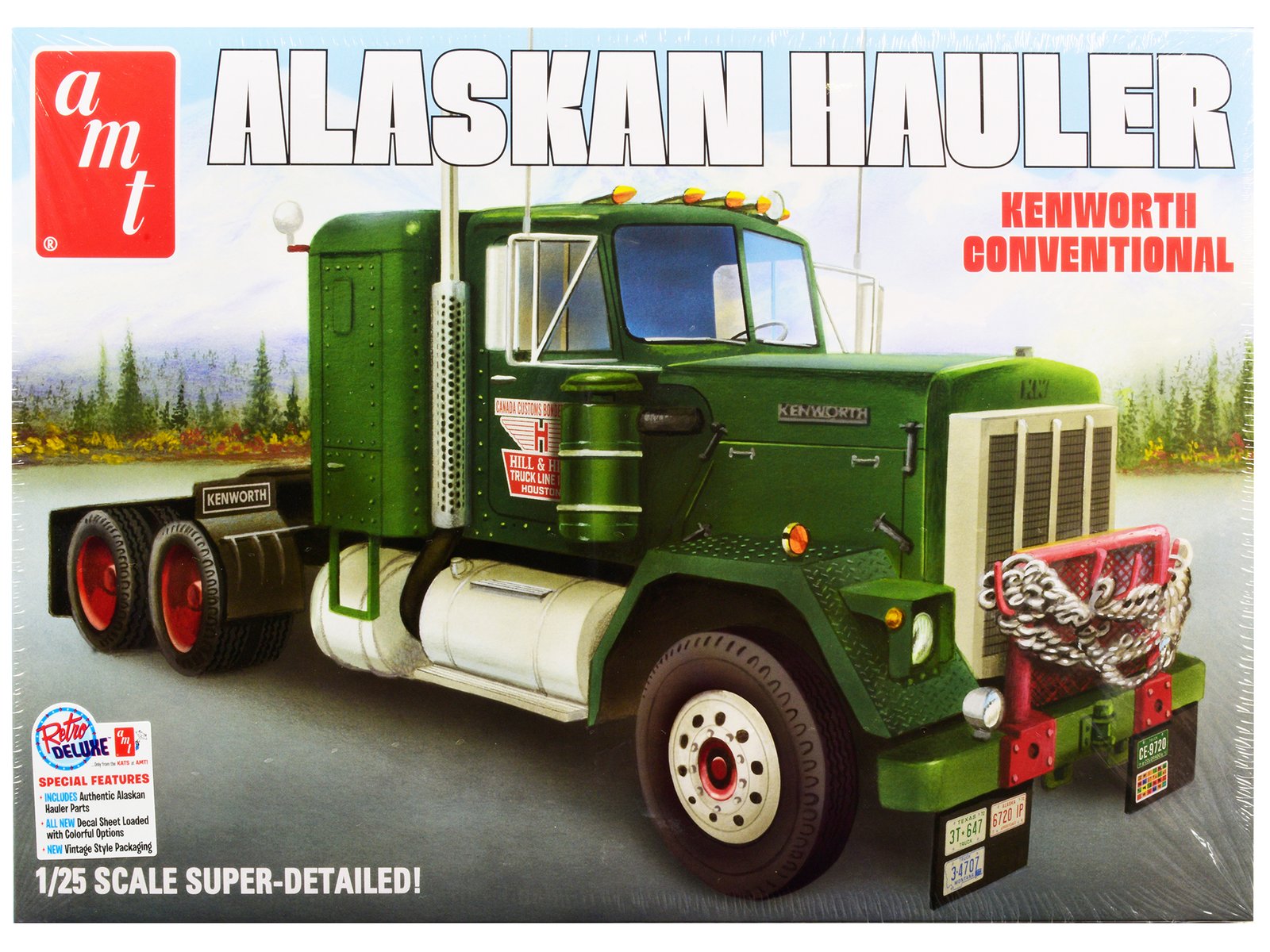 skill 3 model kit kenworth conventional tractor "alaskan hauler" 1/25 scale model by amt skill 3 model kit kenworth conventional tractor "alaskan hauler" 1/25 scale model by amt