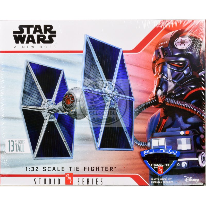 skill 2 model kit tie fighter "star wars: episode iv – a new hope" (1977) movie 1/32 scale model by amt