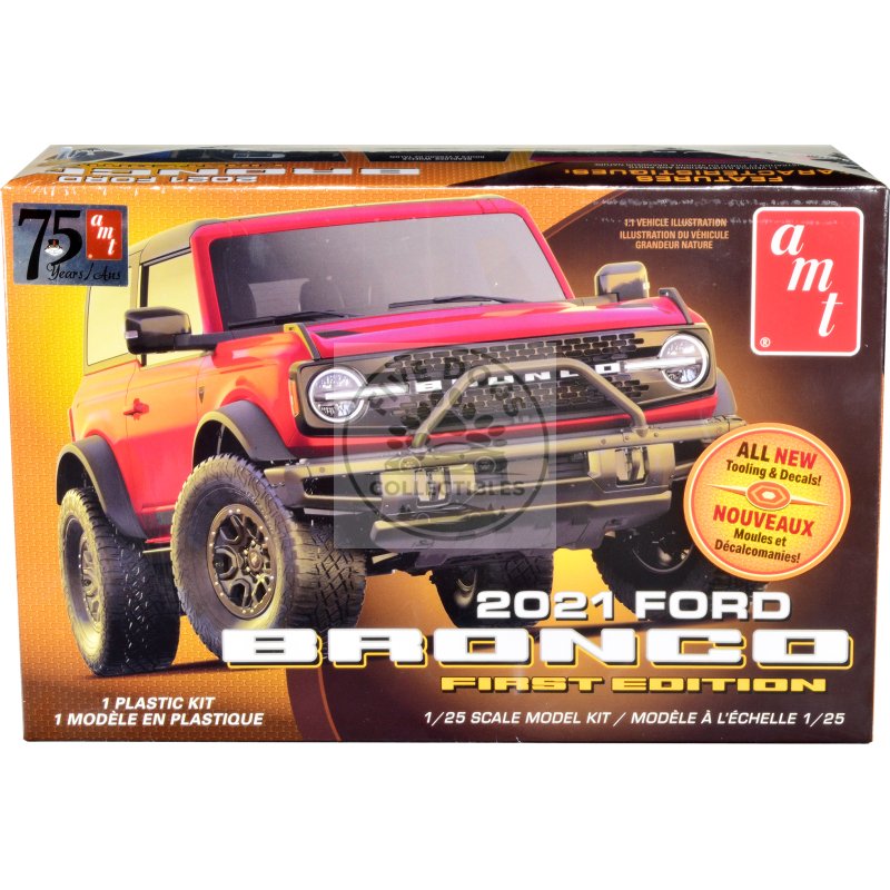 skill 2 model kit 2021 ford bronco first edition 1/25 scale model by amt