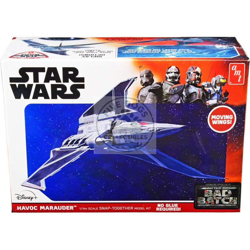 skill 2 model kit havoc marauder space ship "star wars: the bad batch" (2021 current) tv series 1/144 scale model by amt