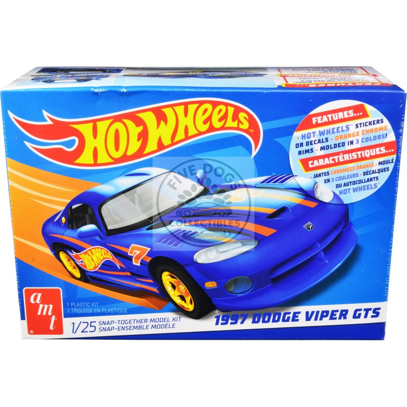 skill 1 snap model kit 1997 dodge viper gts "hot wheels" 1/25 scale model by amt