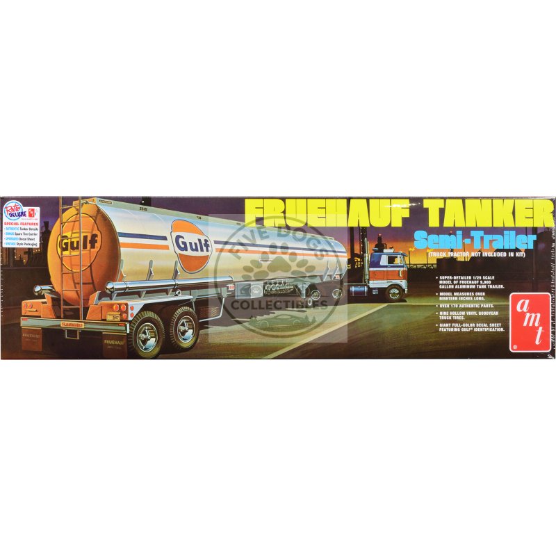 skill 3 model kit fruehauf tanker trailer "gulf oil" 1/25 scale model by amt